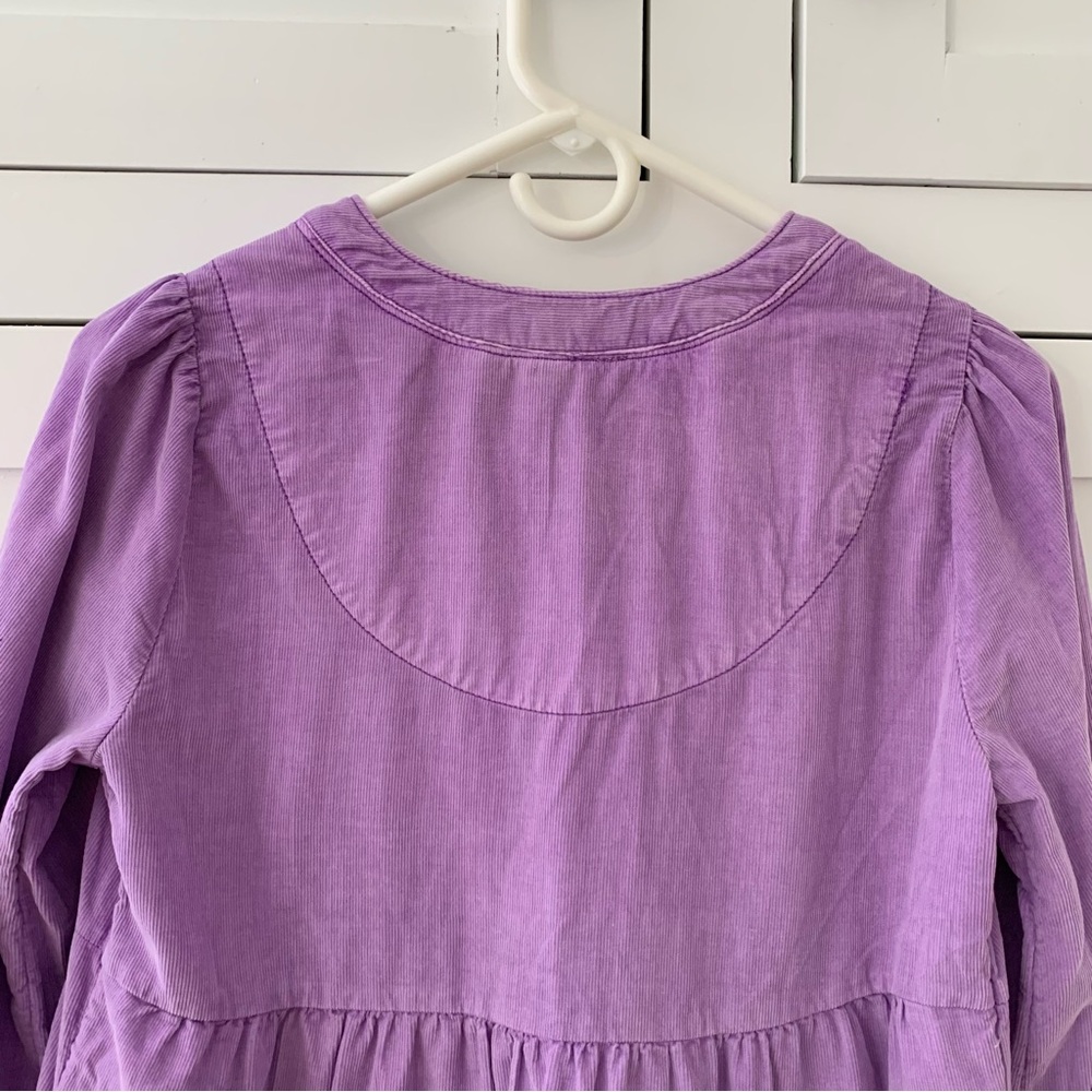 Anthropologie Pilcro Harper Lilac Corduroy V Puff Long Pocket Dress Size XS - Picture 12 of 13